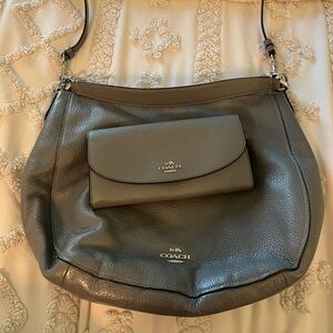 Coach Gray Leather Shoulder Bag